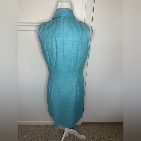 Talbots Turquoise Sleeveless Midi Irish Linen Dress size 8 - Picture 3 of 8